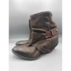 Sheridan Mia Distressed Brown Leather Ankle Boots Womens Size 39
